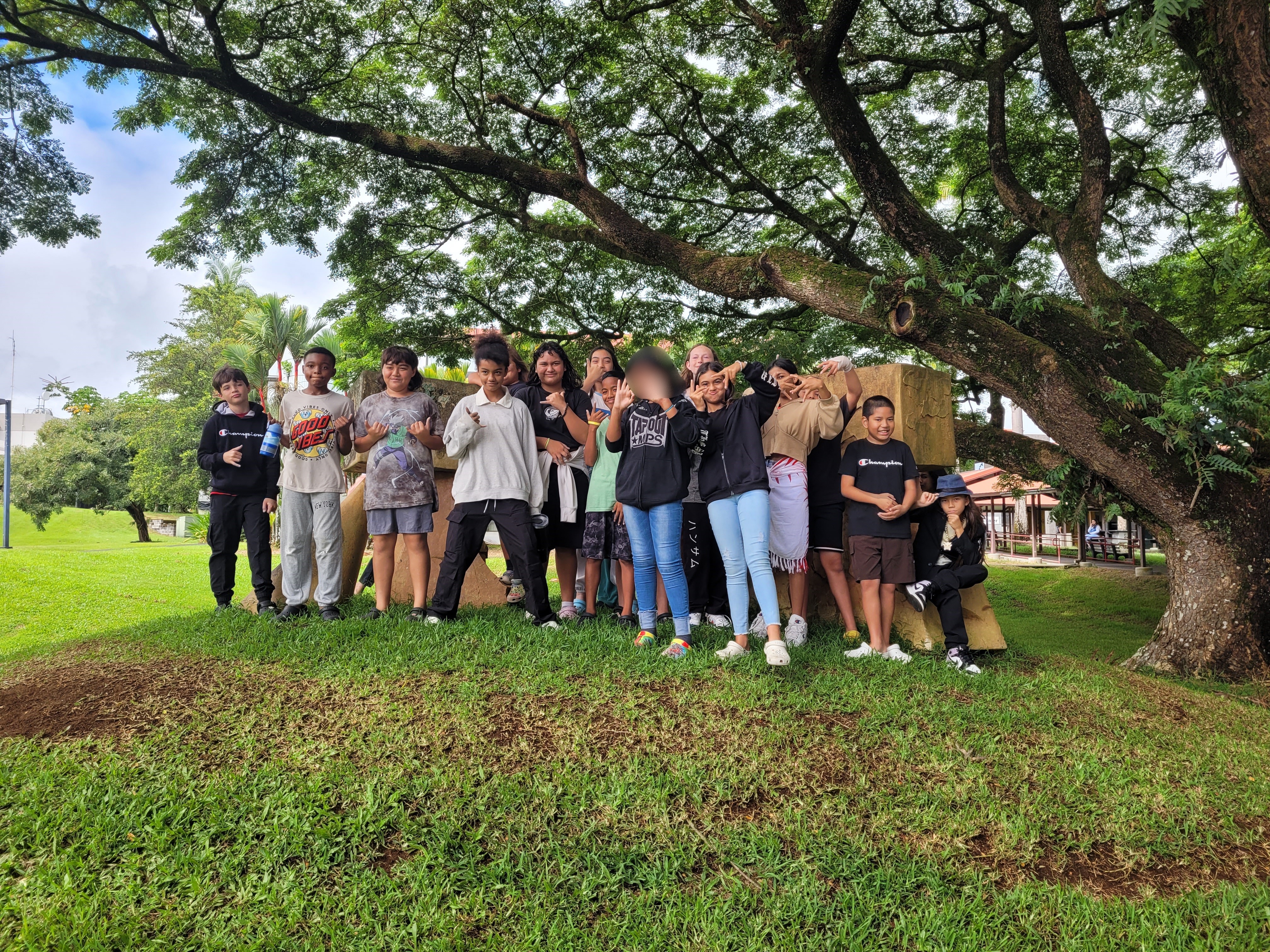 6th Grade posing in the park